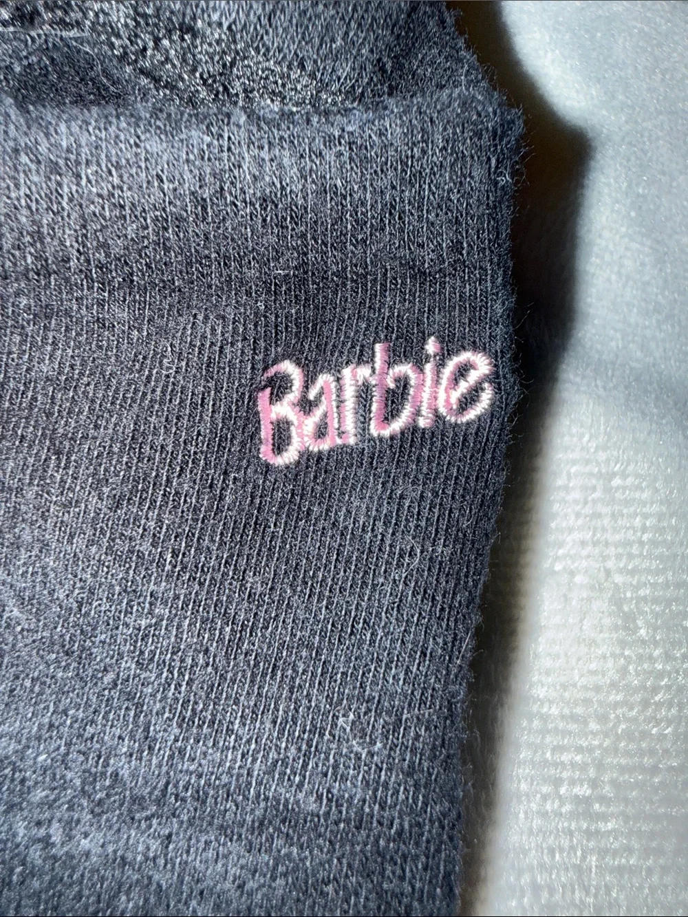 Tavi Barbie Black Low-Cut No-Show Grip Socks with Pink Logo Embroidery